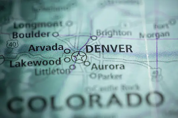 Map of Denver, CO and surrounding towns